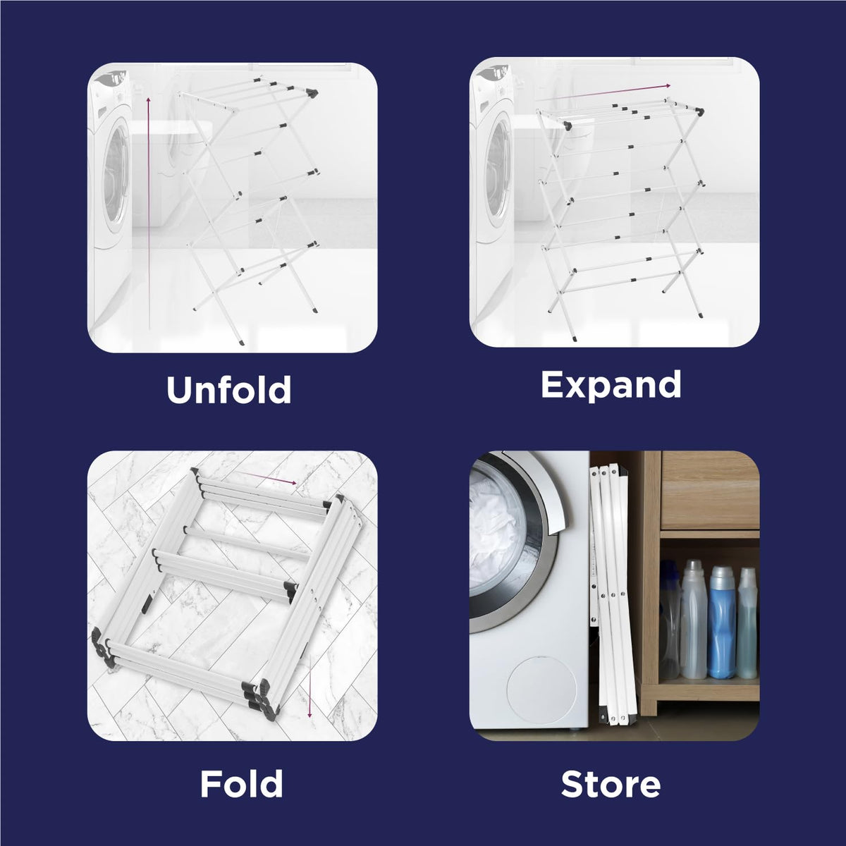 BLACK+DECKER portable drying rack for indoor and sheltered outdoor use.