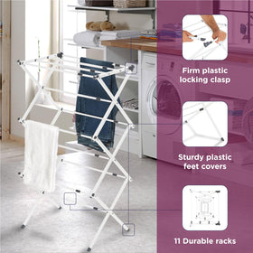 BLACK+DECKER space-saving rack collapsed for closet or laundry area storage.