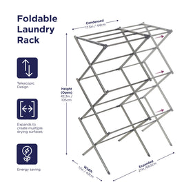 Black+Decker 3-tier drying rack collapsed flat, saving space.
