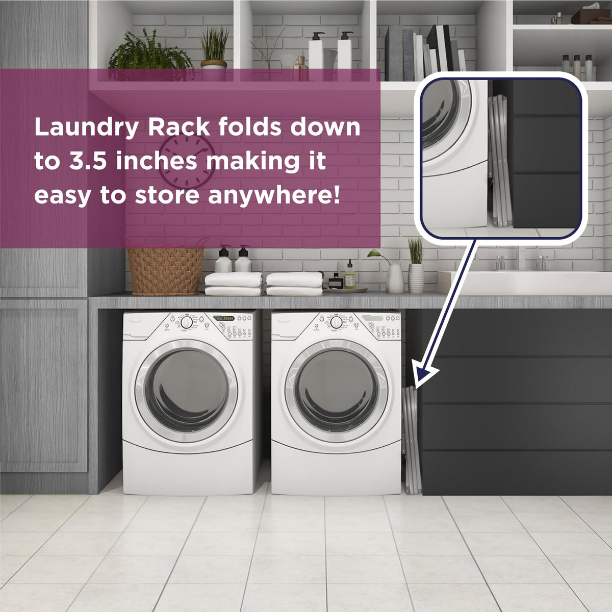 Lightweight Black+Decker rack is easy to move between rooms.