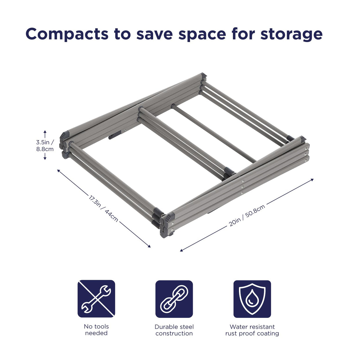 Black+Decker 3-tier expandable drying rack fully expanded for efficient air drying.
