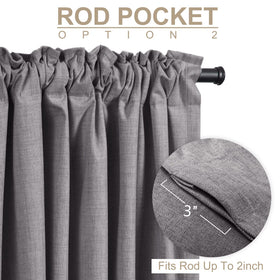 Back tab and rod pocket installation example for 50x84 panels.