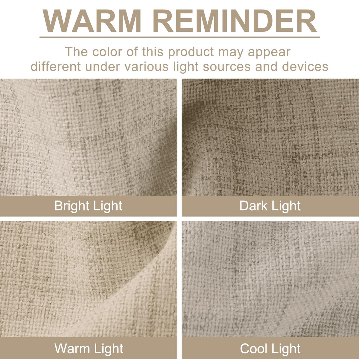 Close up of the linen texture showing soft drape and blackout coating.