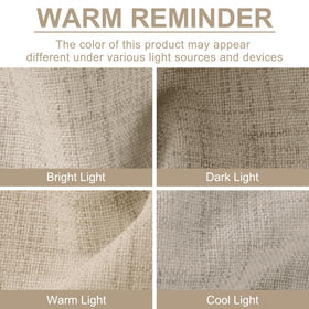 Close up of the linen texture showing soft drape and blackout coating.