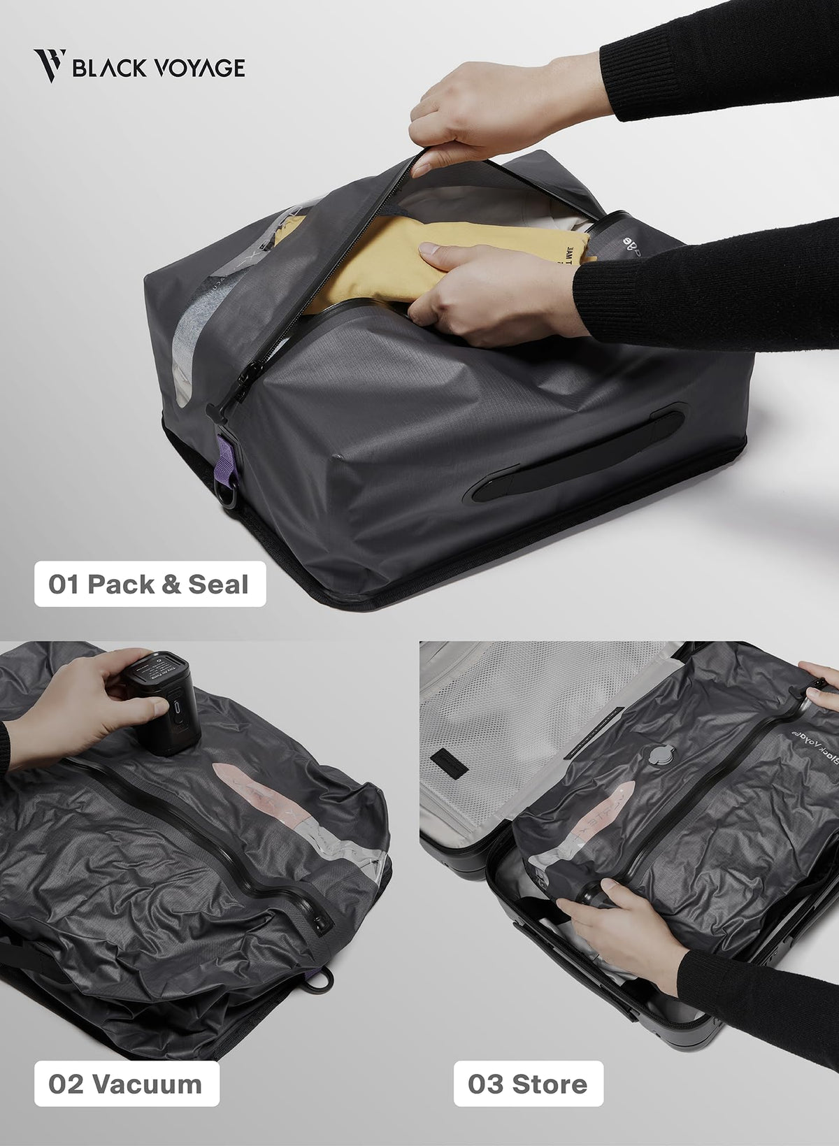 BlackVoyage pump included ensures airtight seals easily.