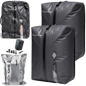 BlackVoyage reusable vacuum bag with airtight zipper for secure packing on flights.