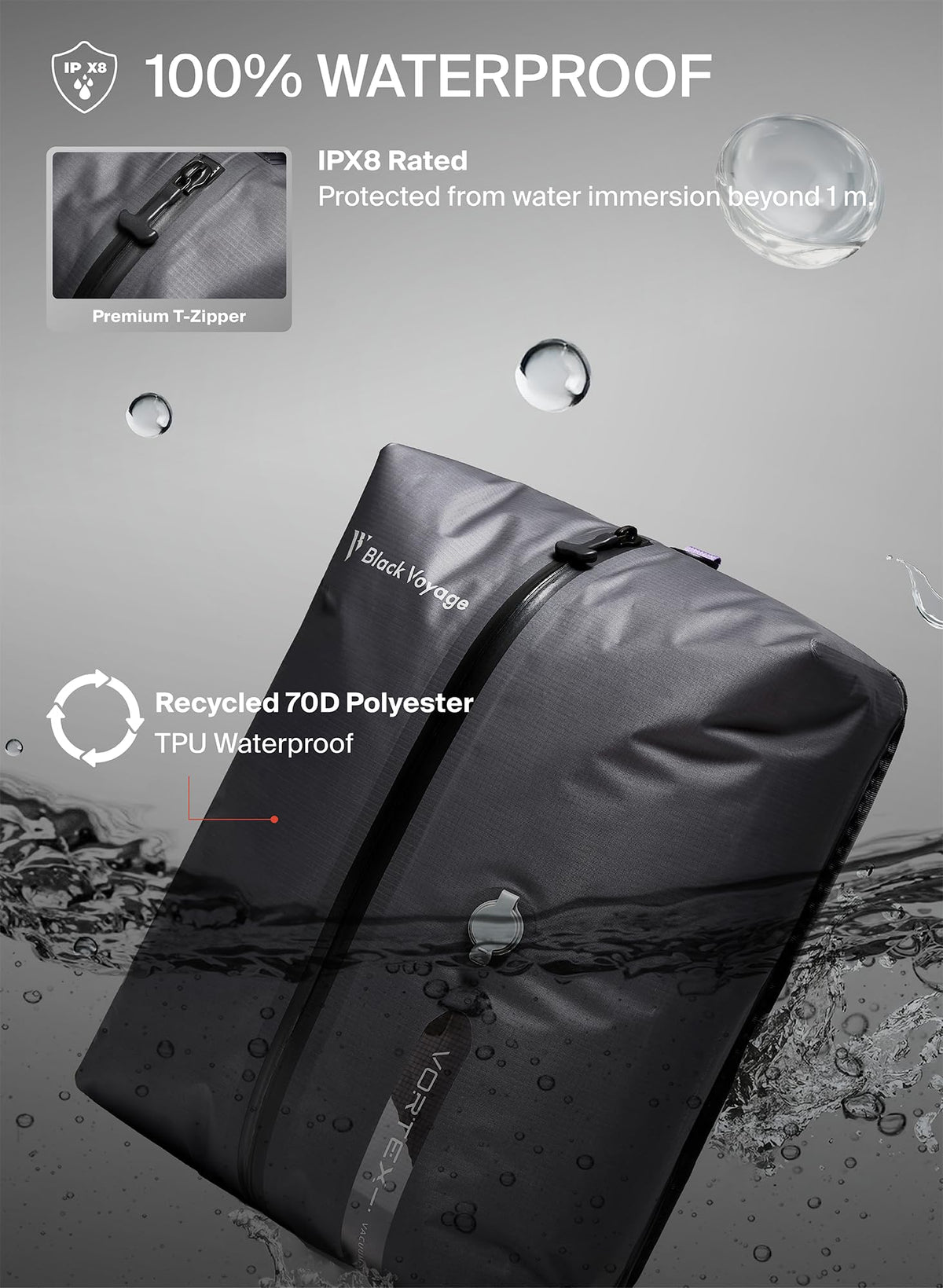 BlackVoyage hanging system enables easy access in tight spaces.