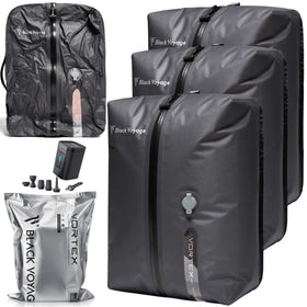 BlackVoyage vacuum bags with space-saving cube design for efficient packing.