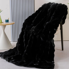 BlanketSolution fluffy furry black throw close-up fur shows soft fibers ideal for skin comfort