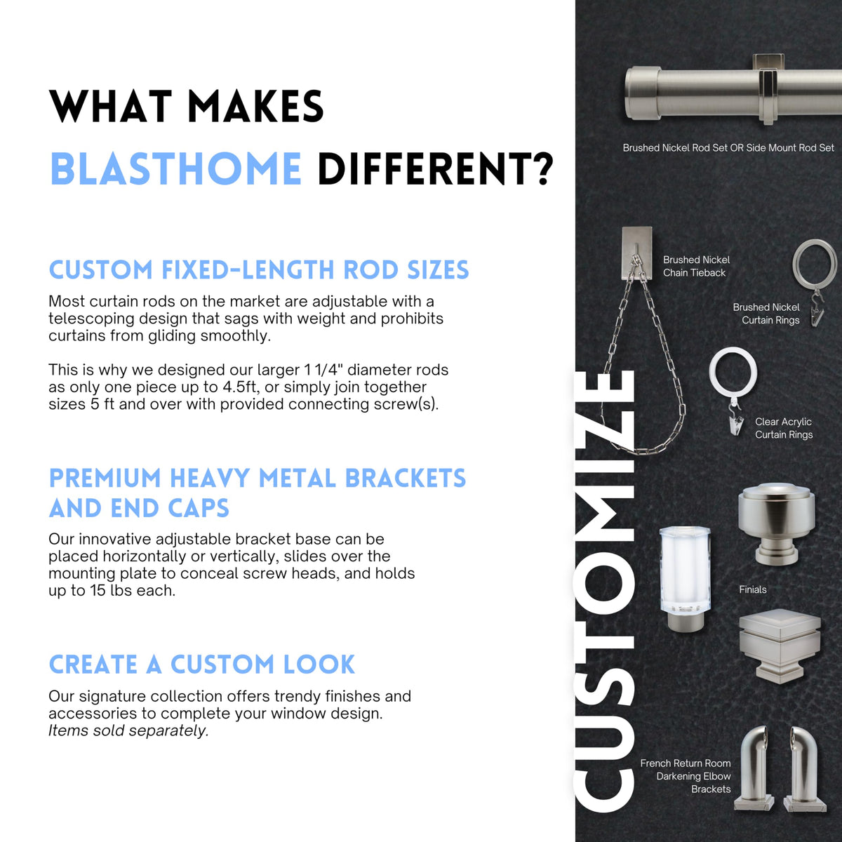 BLASTHOME 18-ring set designed to fit two standard curtains