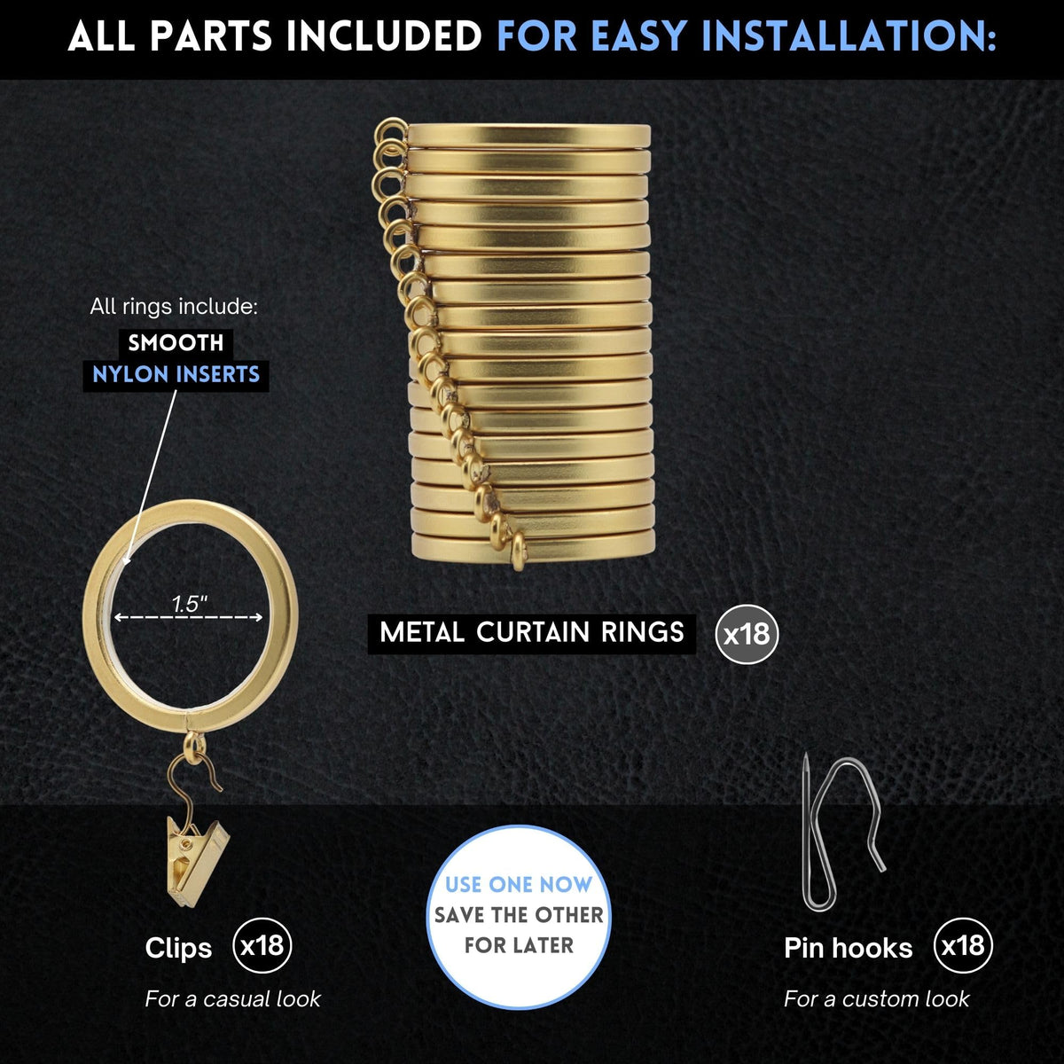 BLASTHOME pin hooks included for quick curtain hanging