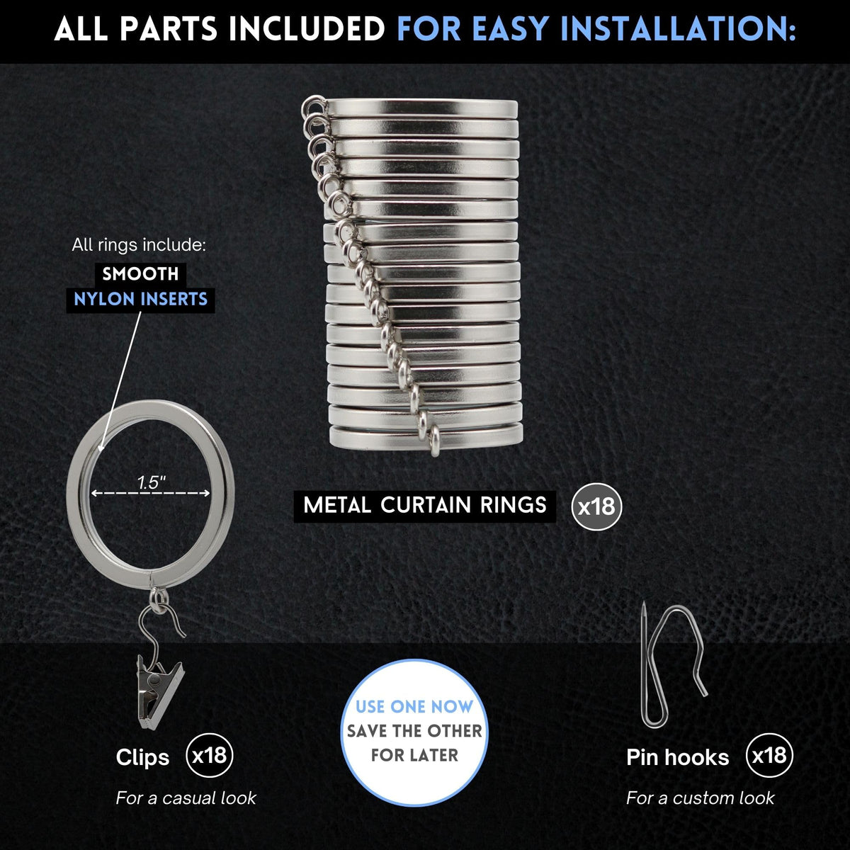 BLASTHOME rings with clips for versatile curtain hanging