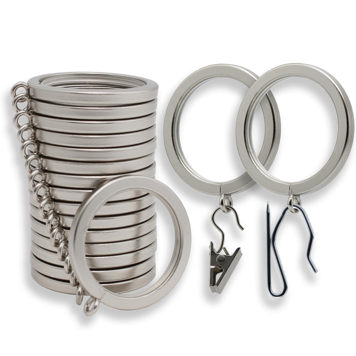BLASTHOME luxury curtain rings with brushed nickel for smooth glide on 1-1/2 inch rods