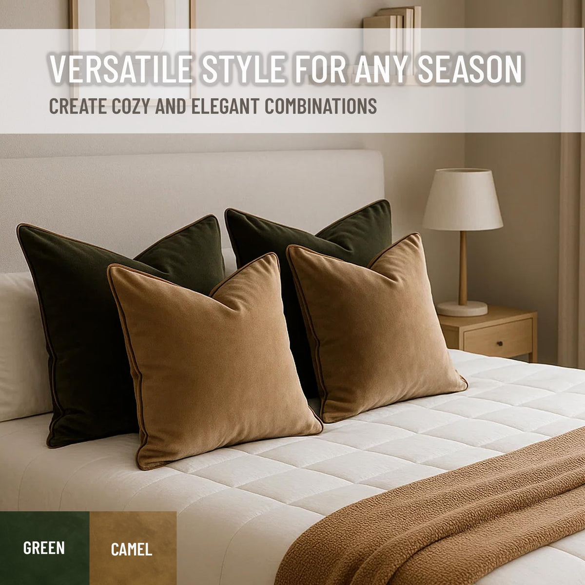 Durable piping helps Blau Marité velvet covers maintain their shape over time.