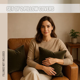 Soft velvet texture of Blau Marité cover creates a comfortable lounge accent.