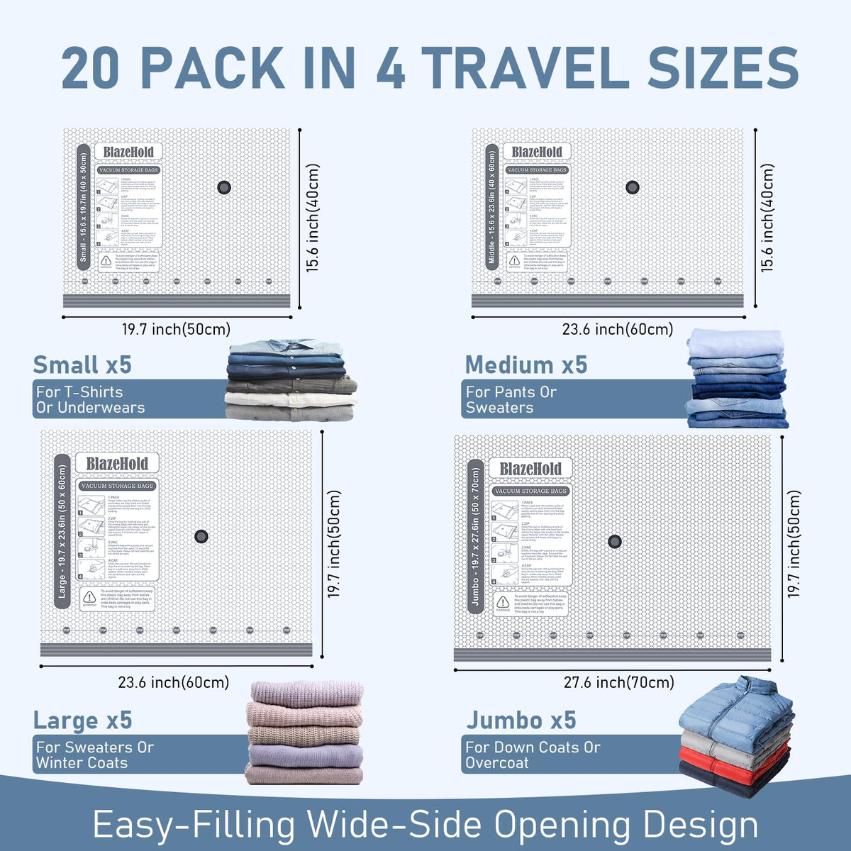 BlazeHold jumbo bag in use to minimize luggage bulk on vacations.