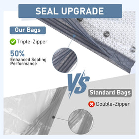 BlazeHold large vacuum bag sealed to protect clothing during air travel.