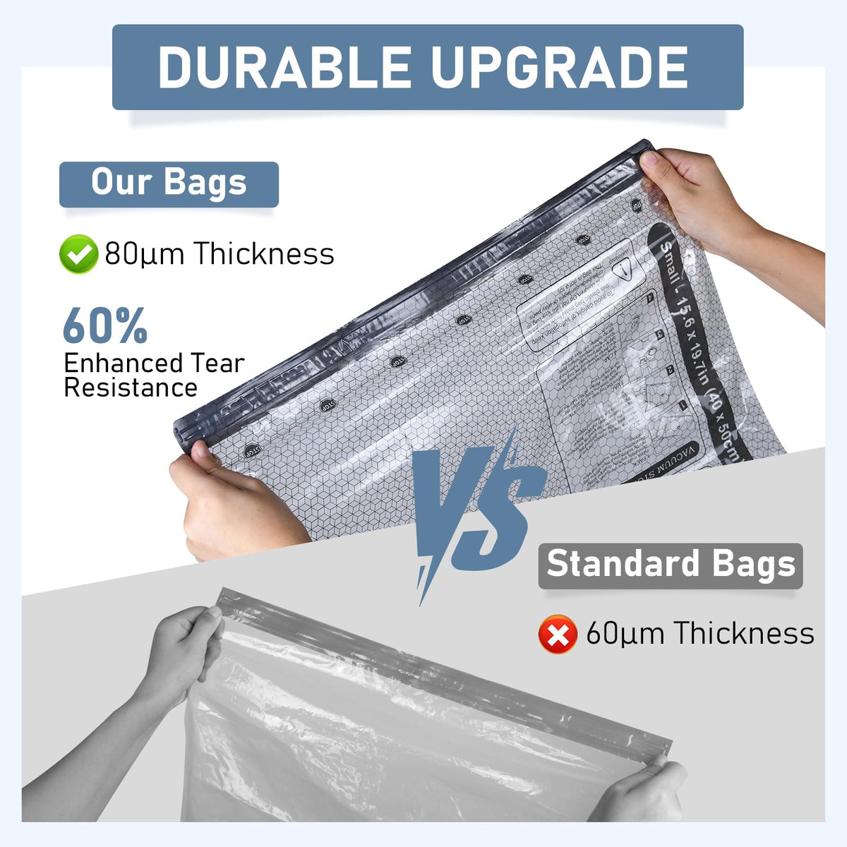 BlazeHold medium vacuum bag showing organized packing for longer trips.