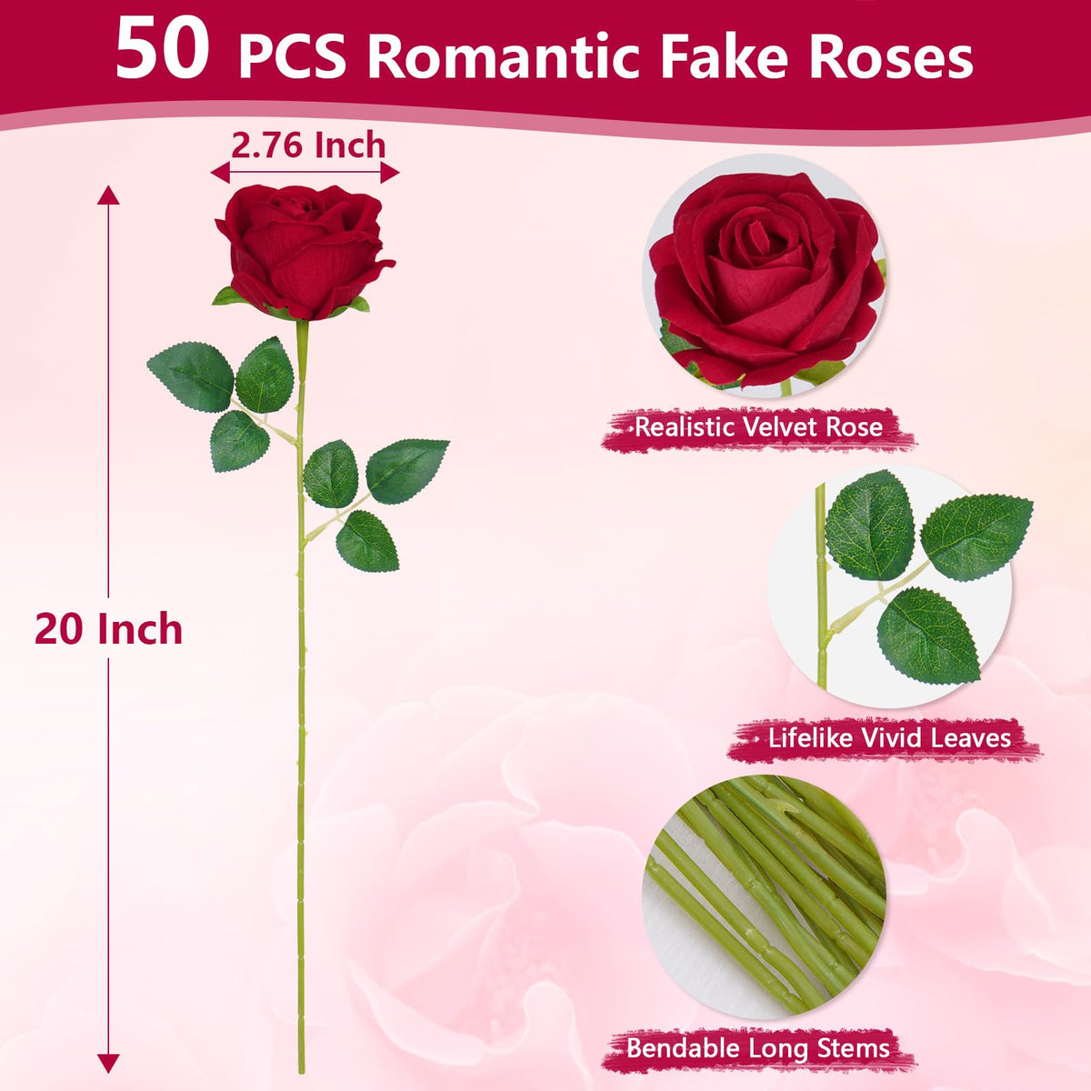 BLEUM CADE 50-pcs roses bulk packaging ready for use