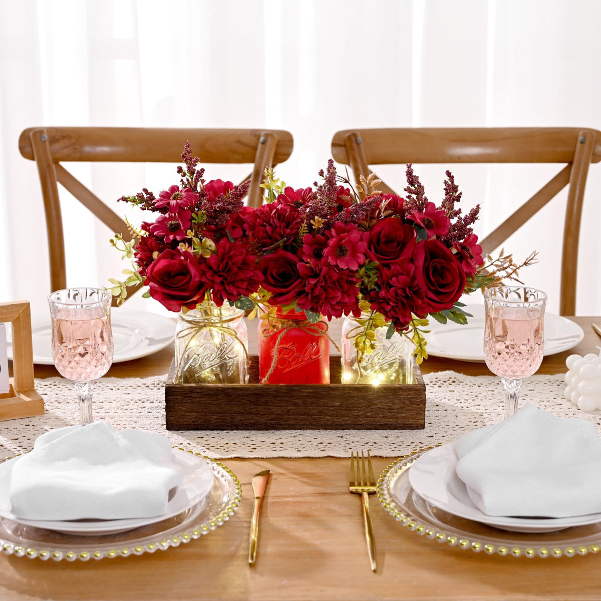 BLEUM CADE mason jar flowers create a rustic floral focal point