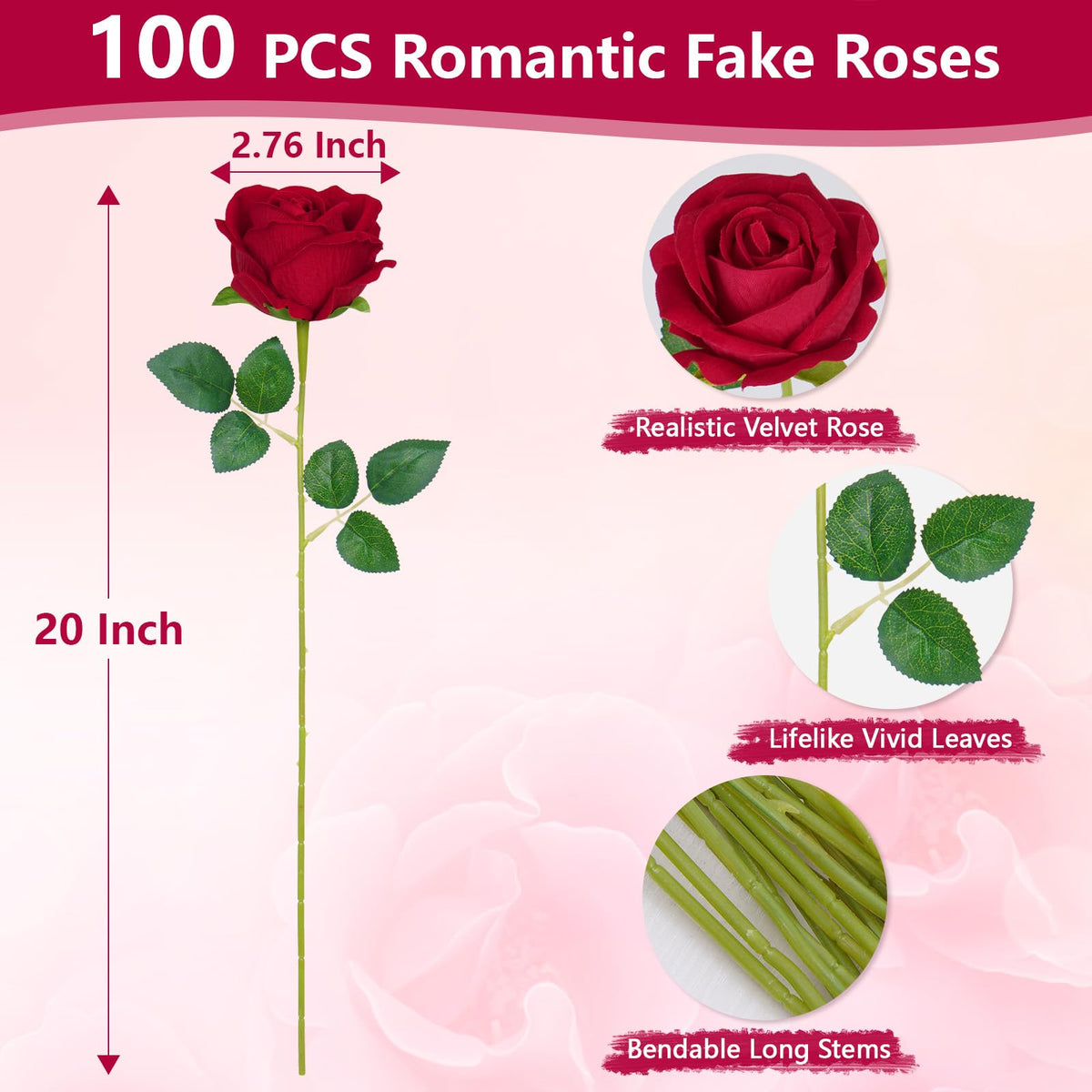 BLEUM CADE gift-ready artificial roses with bendable stems