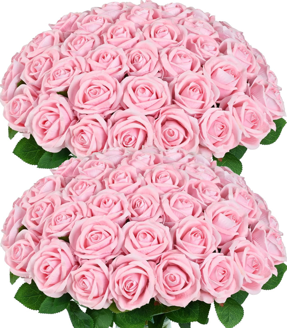 BLEUM CADE pink velvet rose heads on 20-inch stems for lifelike arrangements