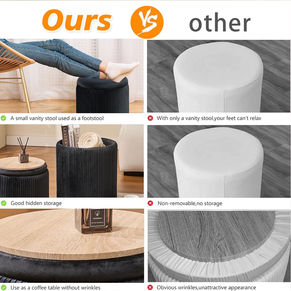 BLEXA ottoman with tray-top coffee table surface for drinks and snacks