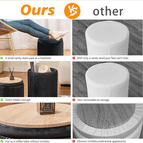 BLEXA ottoman with tray-top coffee table surface for drinks and snacks