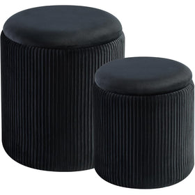 BLEXA velvet round ottoman with big lid offers hidden storage for toys or magazines