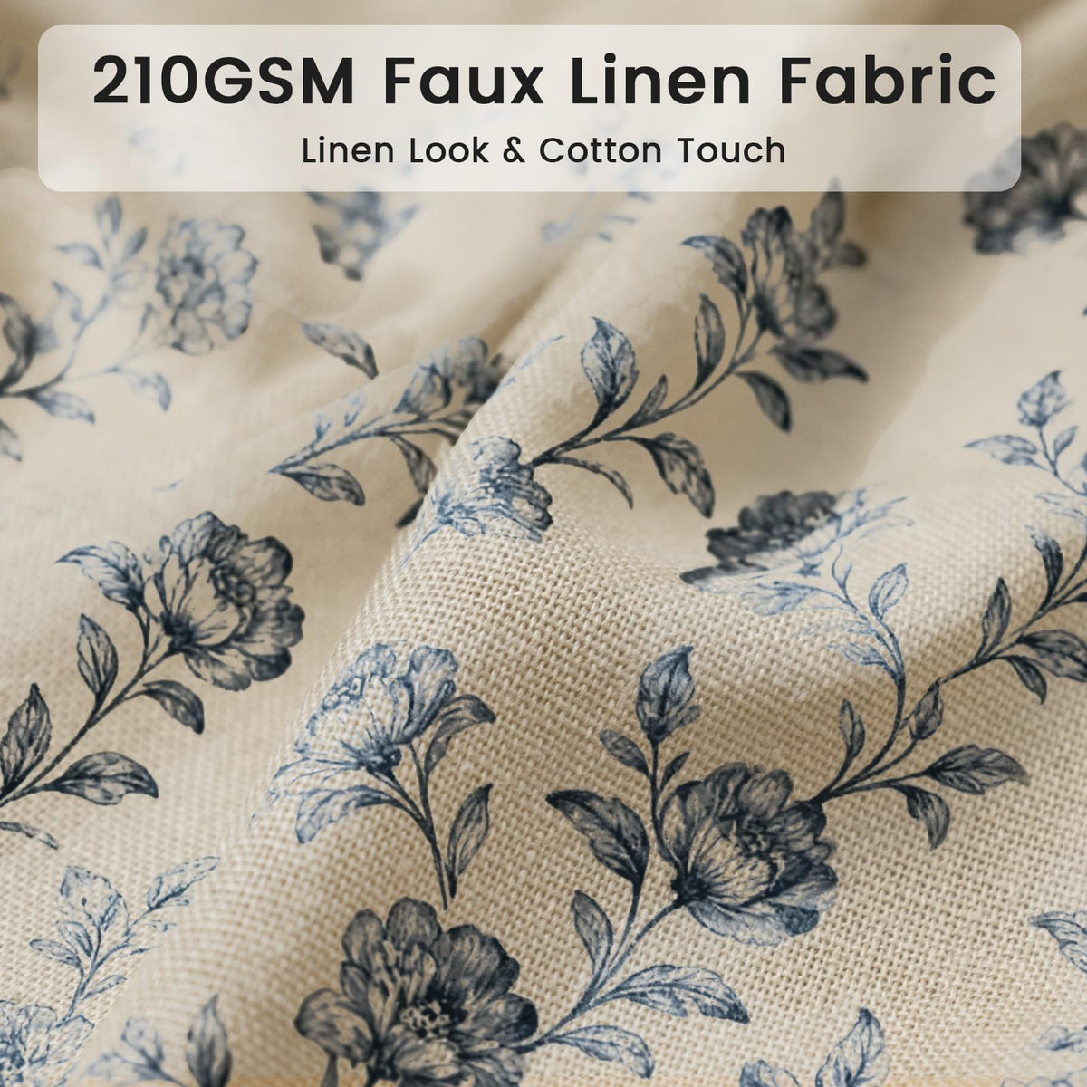 Blgiont Farmhouse Blue Floral Shower Curtain with 12 clear hooks for easy setup.