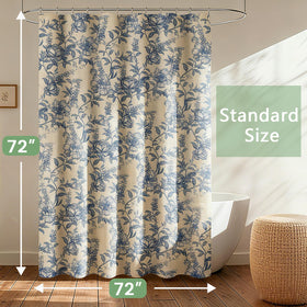 Blgiont farmhouse blue floral shower curtain 72x72 ready to pair with a liner