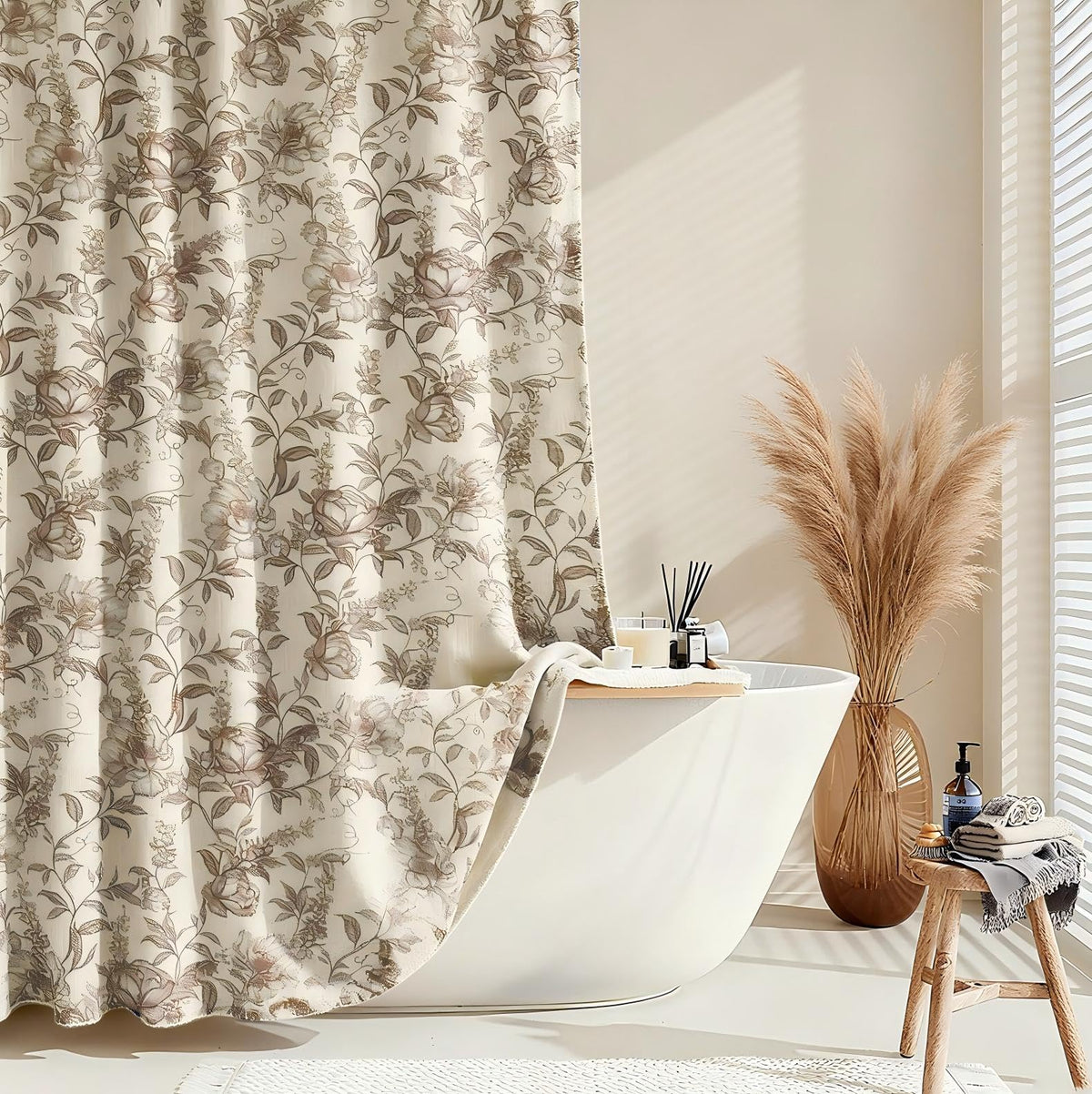 Blgiont Farmhouse Brown Floral Curtain on view, showcasing cottagecore charm and soft fabric texture.