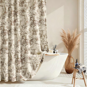 Blgiont Farmhouse Brown Floral Curtain on view, showcasing cottagecore charm and soft fabric texture.
