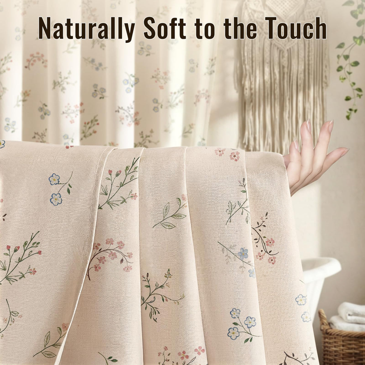 Blgiont curtain draped view demonstrates easy hanging and privacy