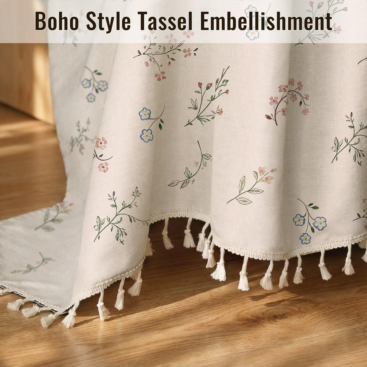 Blgiont floral curtain in bathroom scene suits rustic cottagecore decor