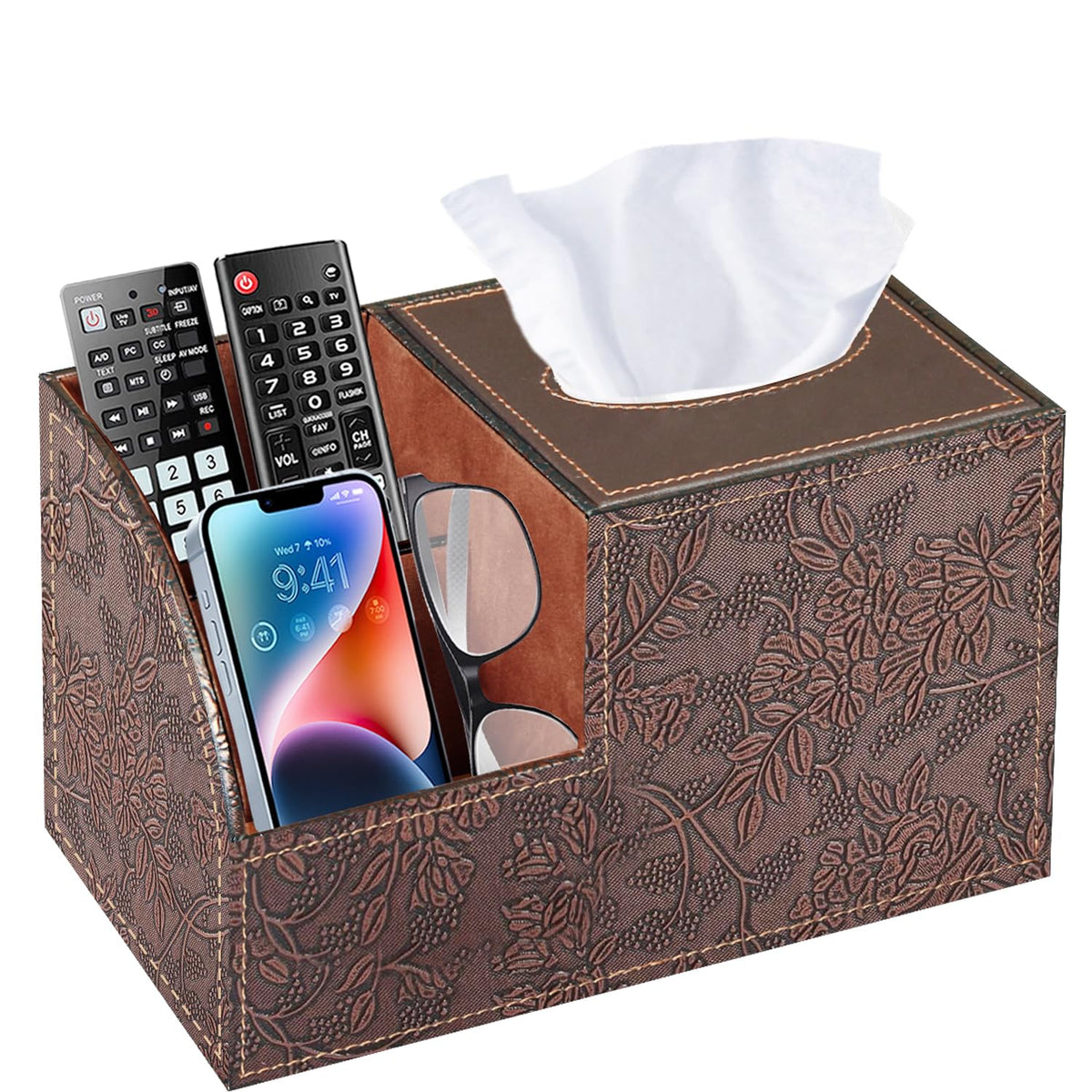 BLIENCE PU leather square tissue box cover elevates room decor while concealing a tissue box.