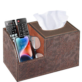 BLIENCE PU leather square tissue box cover elevates room decor while concealing a tissue box.