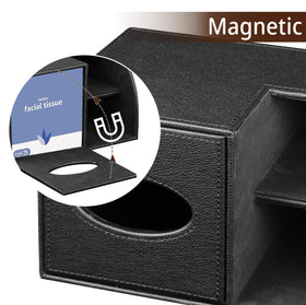 BLIENCE PU leather tissue box cover with magnetic top keeps the lid secure.
