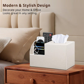 BLIENCE PU leather tissue box cover adds stylish storage for tissues and small items.