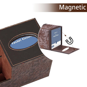 BLIENCE tissue box cover features magnetic-top lid for easy tissue refills.