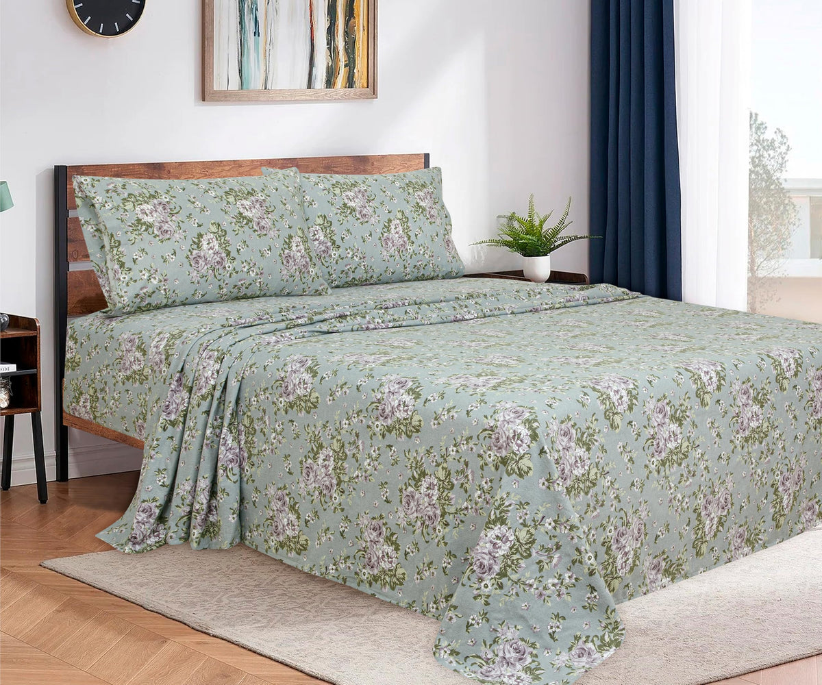 Bliss Casa Blossom flannel fitted sheet queen with deep pocket for secure fit.