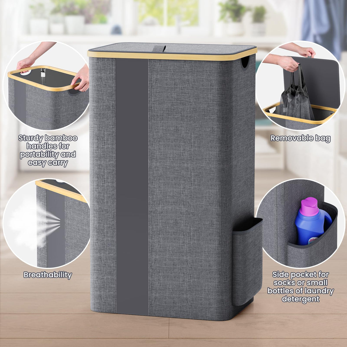 BlissTotes side pocket adds space for small items and detergents.