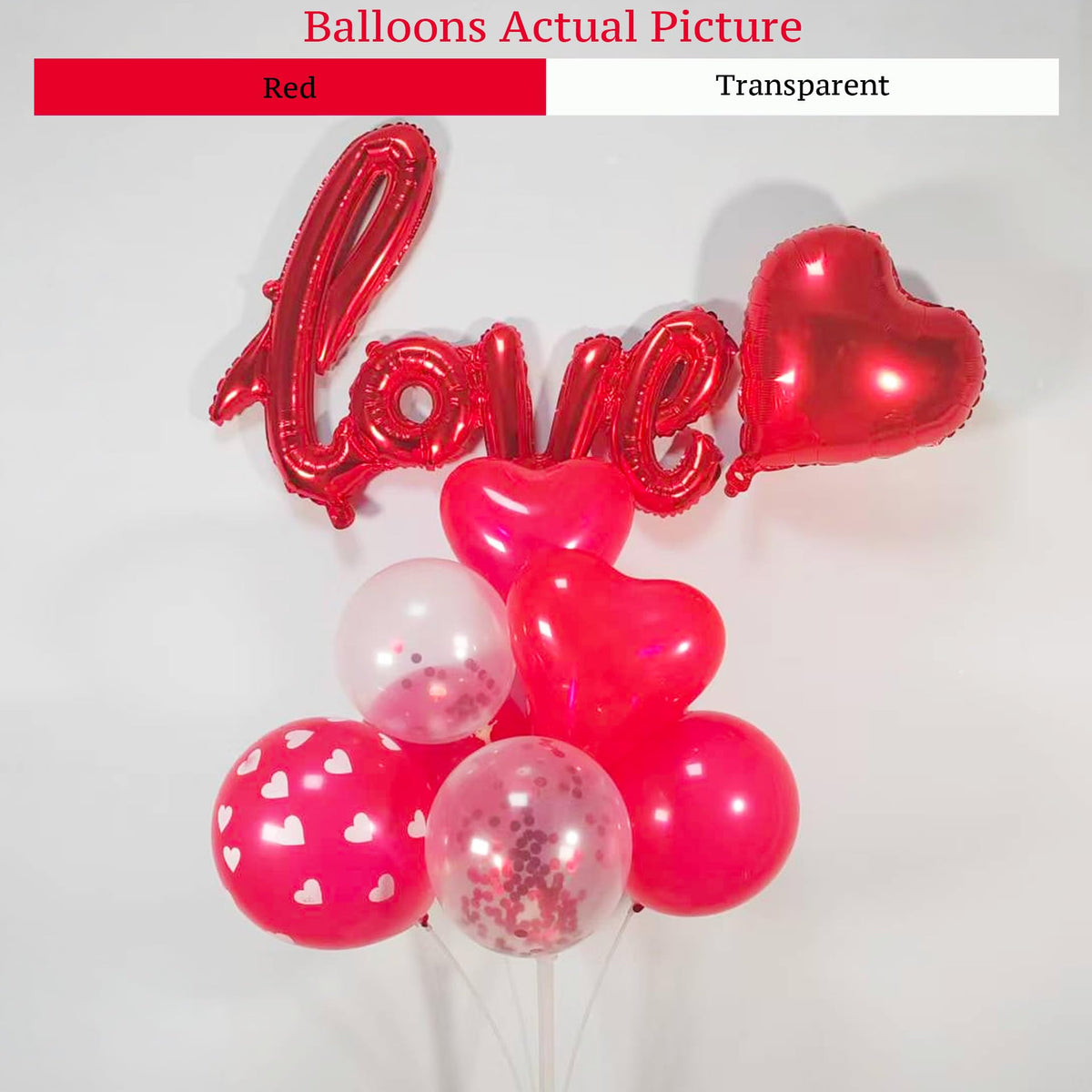 BlissBash red heart balloon collection enhances Valentine's day ambiance.