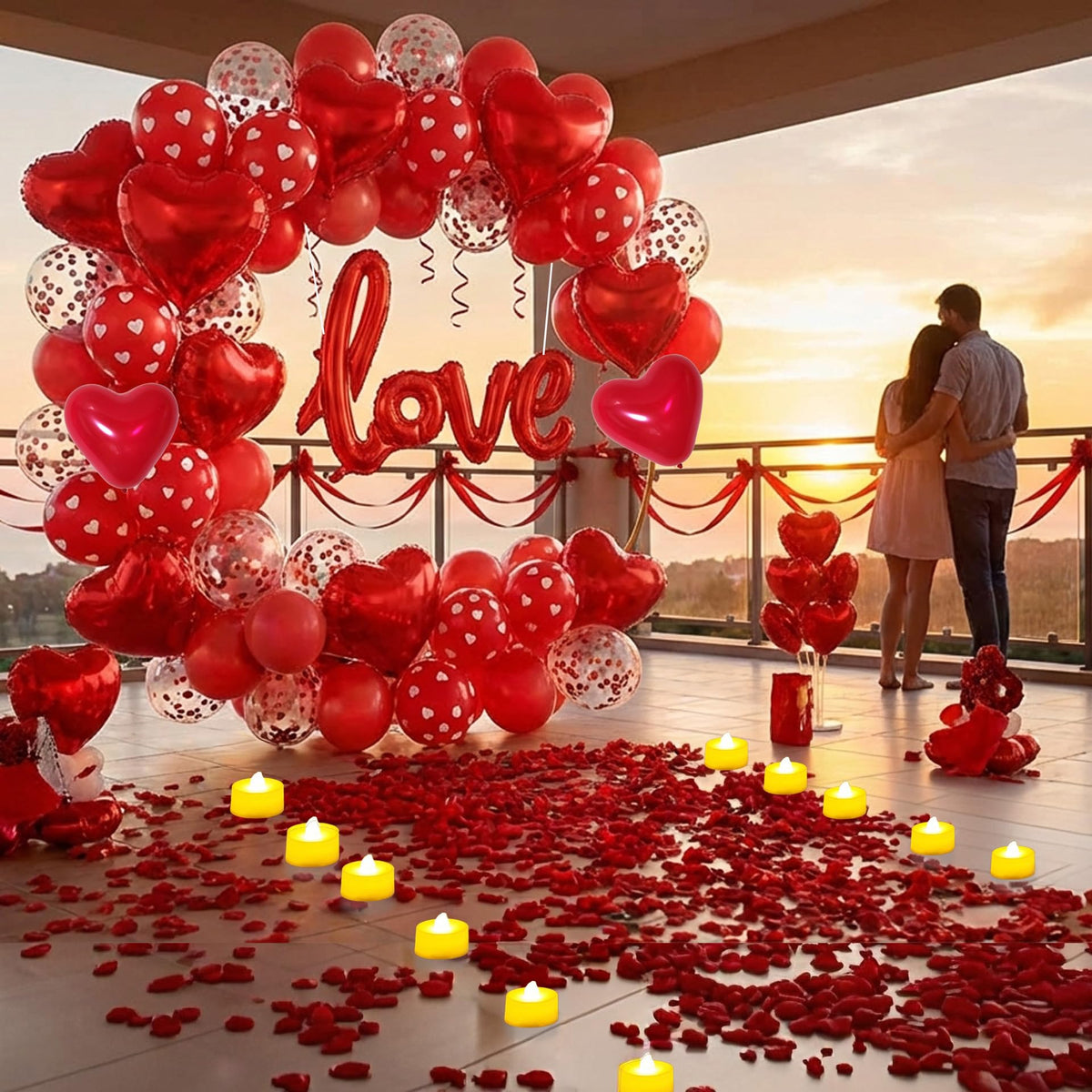 BlissBash 1000 rose petals spread for elegant décor across floors or tables.