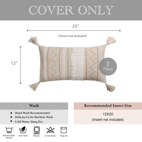 BlissBlush boho pillow cover with cream and tassels for layered decor