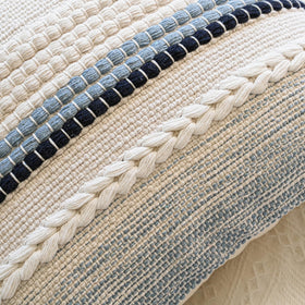 BlissBlush Coastal Blue Boho Cover shown with light pillows for contrast.
