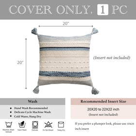 BlissBlush coastal blue pillow cover styled on a sofa setup