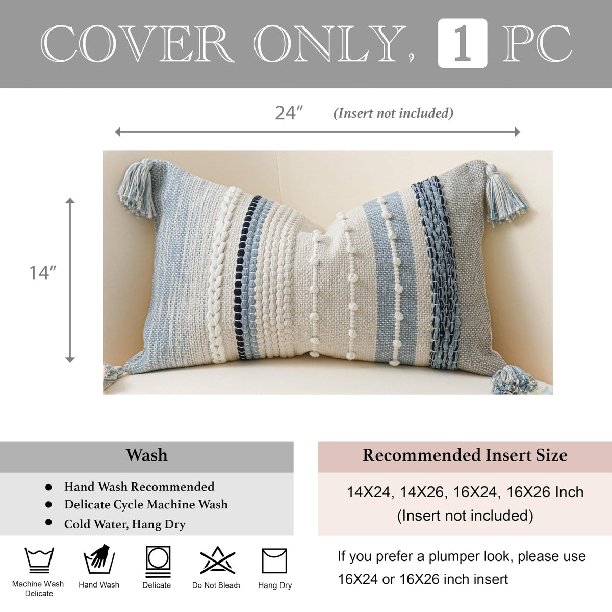 BlissBlush pillow cover complements coastal living room decor.