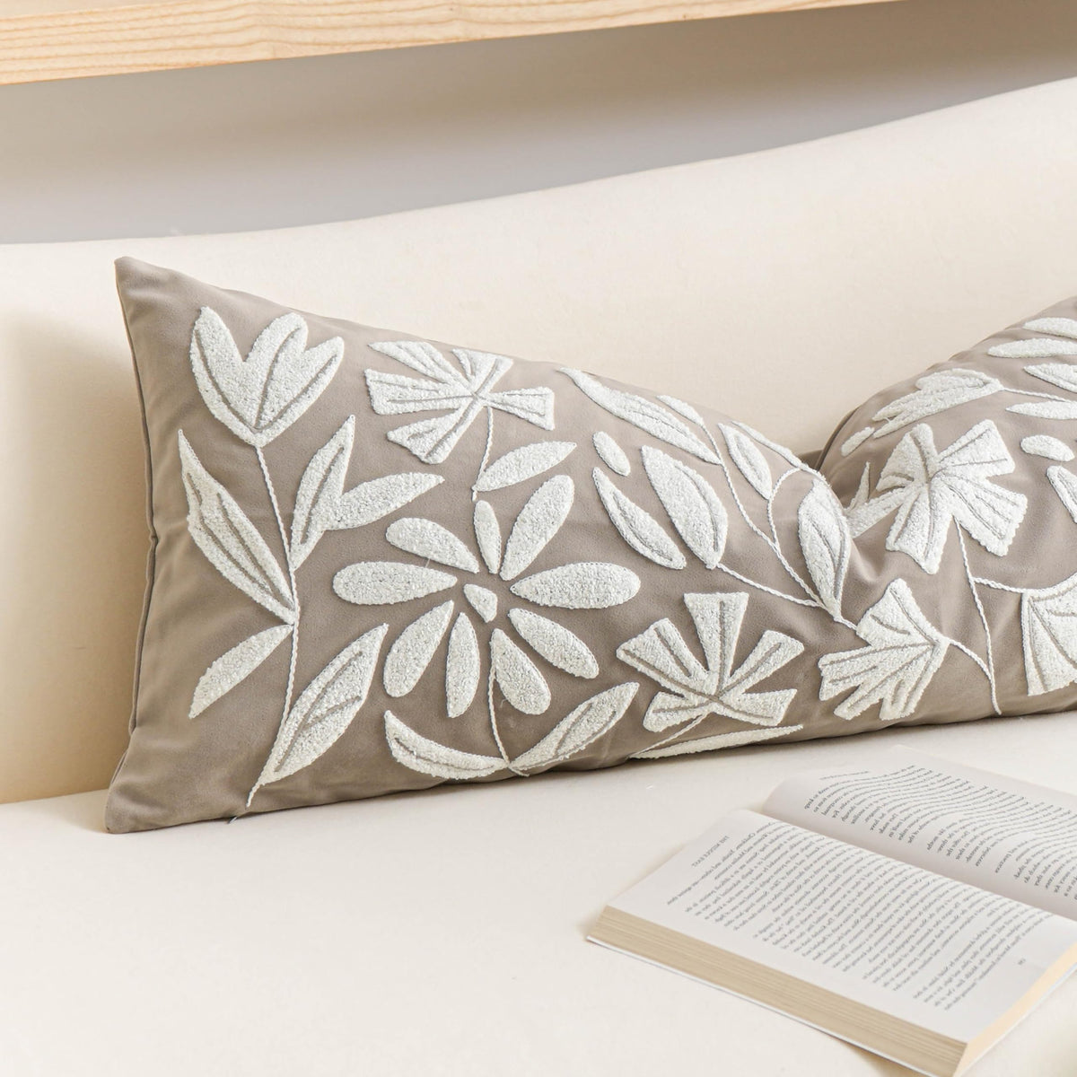 BlissBlush taupe pillowcase blends with farmhouse and modern interiors