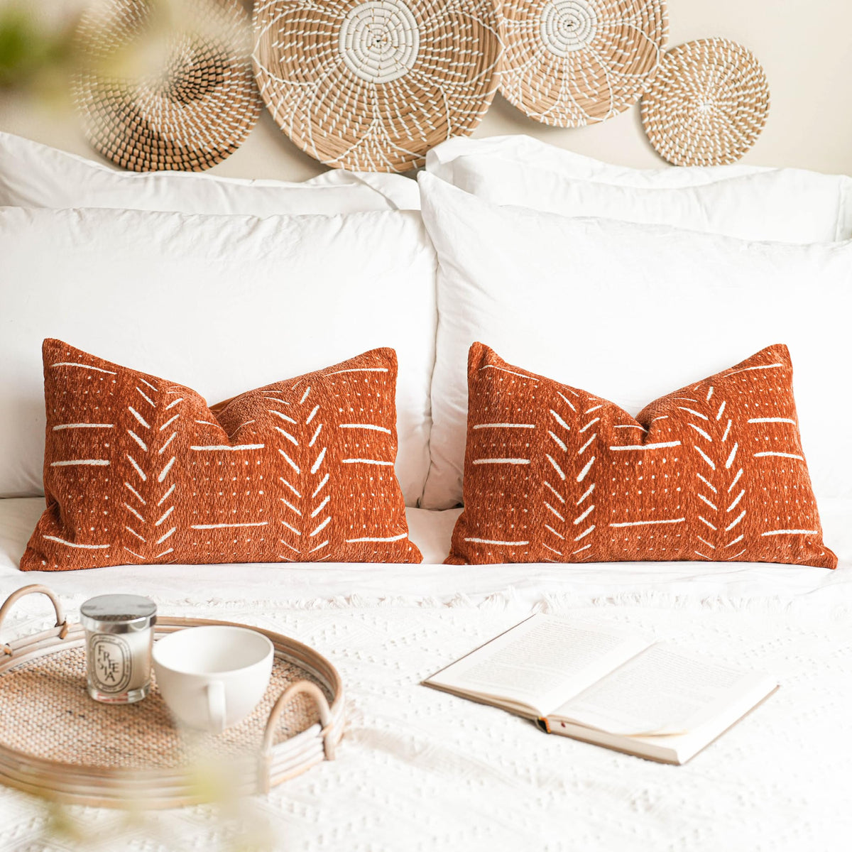 BlissBlush brick red cushion cover adds warmth to living spaces